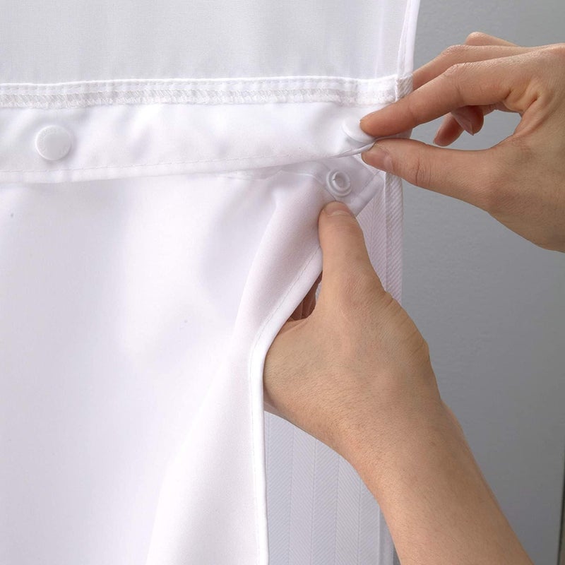 Hookless It's A Snap! Polyester Fabric Snap-In Replacement Shower Curtain Liner for Hookless Curtain with No Sheer Window, 70" x 69", Water-Repellent, Easy Install, White - Image 1